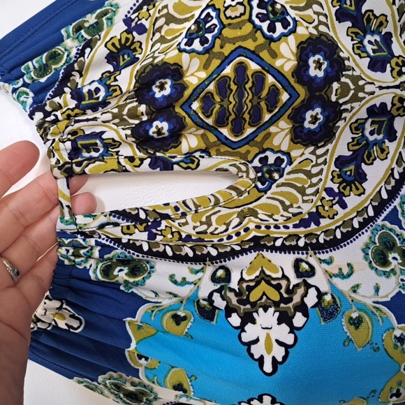 EN Focus Studio Blue Paisley Sleeveless Keyhole Front Dress. Size 12 NWOT - Picture 3 of 10